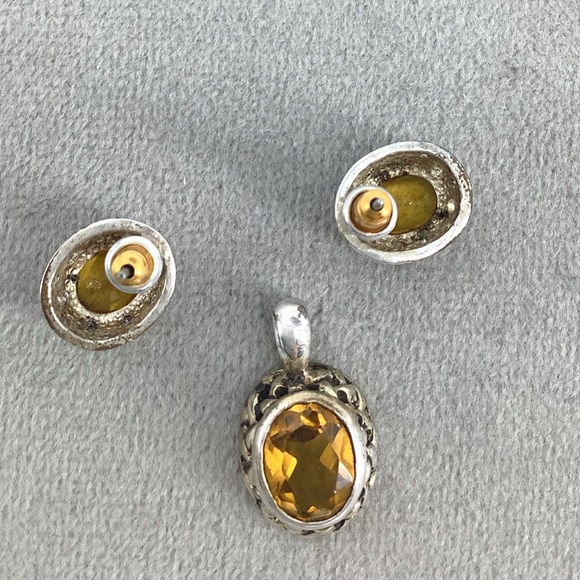 SILVER CITRINE PENDANT & EARRINGS SET - Picture 5 of 9